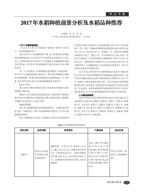 2017年水稻种植前景分析及水稻品种推荐