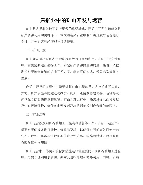 采矿业中的矿山开发与运营