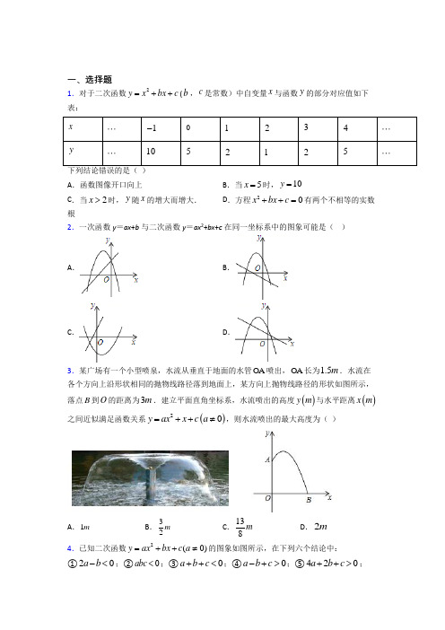 (必考题)初中数学九年级数学下册第二单元《二次函数》检测(有答案解析)(1)