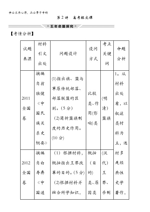 2018版高考历史(人教全国通用)大一轮复习教师用书：选考1第2讲 高考探究课含解析