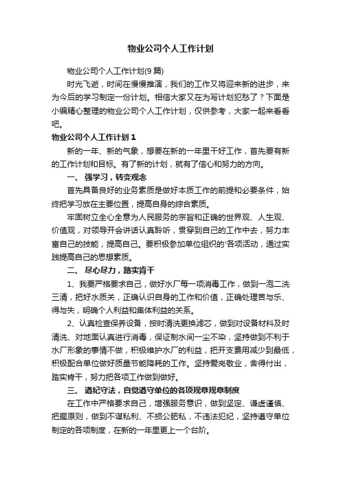 物业公司个人工作计划