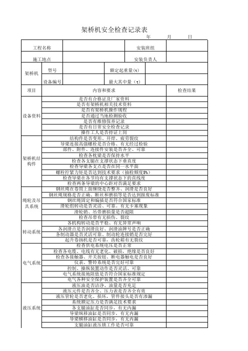 架桥机检查表