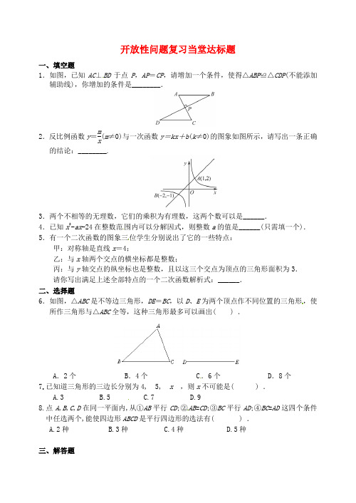 山东省郯城县红花镇2018届中考数学专题复习 专题八 综合应用(31)开放性问题当堂达标题