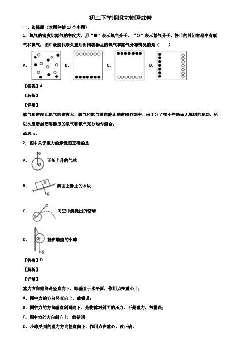 ★试卷3套精选★贵阳市某达标中学2021届八年级下学期期末达标测试物理试题