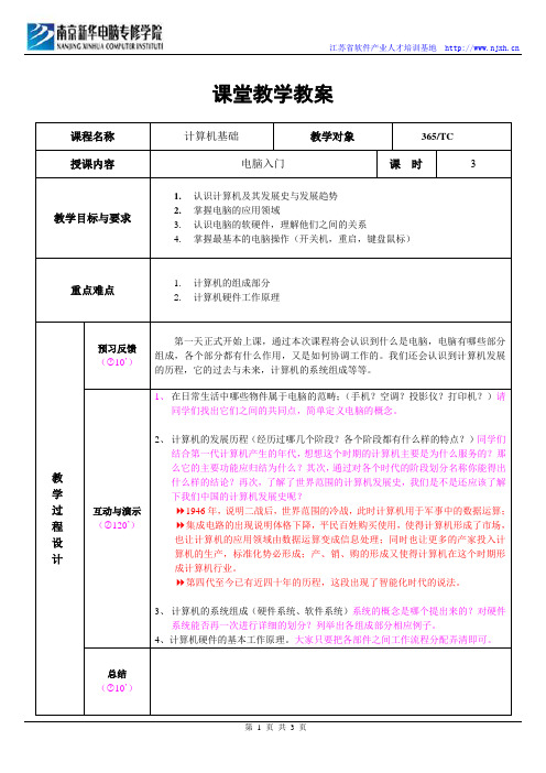 南京新华电脑专修学院计算机基础第2课—电脑入门