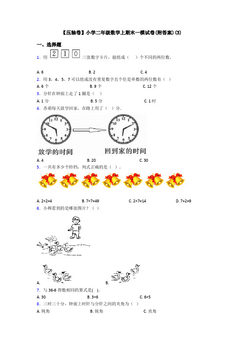 【压轴卷】小学二年级数学上期末一模试卷(附答案)(3)