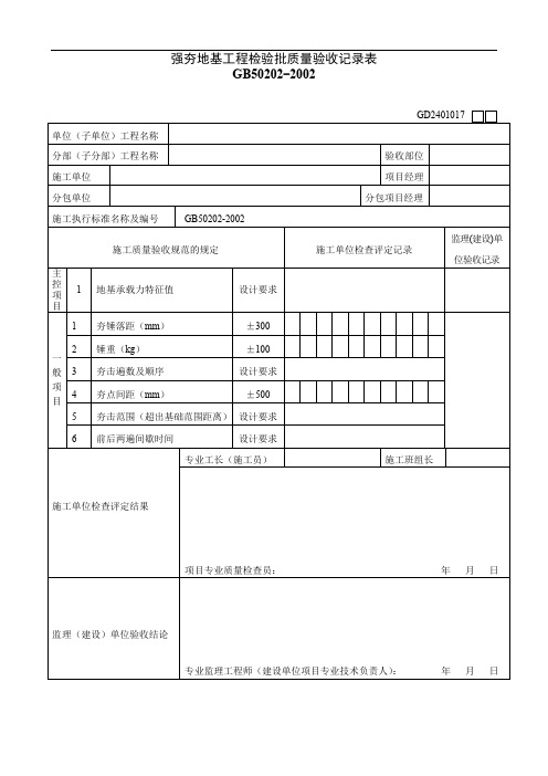 GD2401017  强夯地基工程检验批质量验收记录表