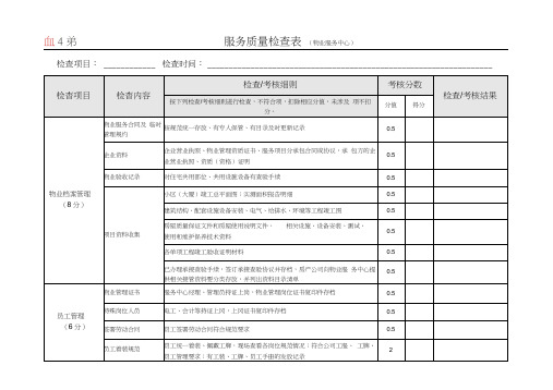 服务质量检查表