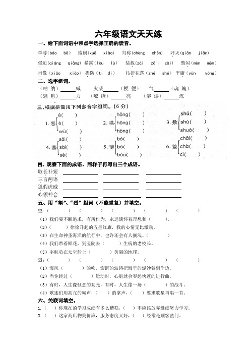 部编版六年级下册语文天天练