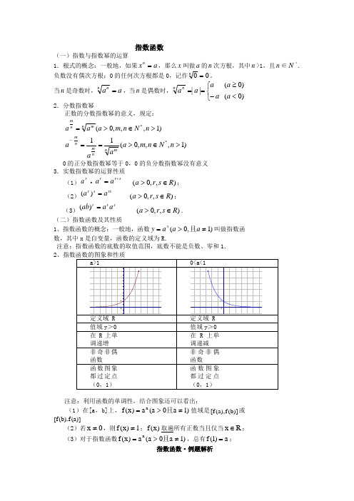 (完整版)指数函数知识点总结