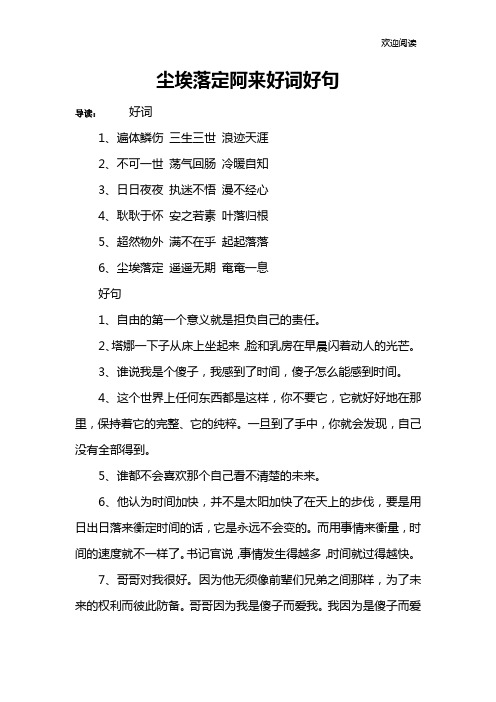 尘埃落定阿来好词好句