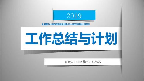 大名都2018年度营销总结及2018年度营销计划范本