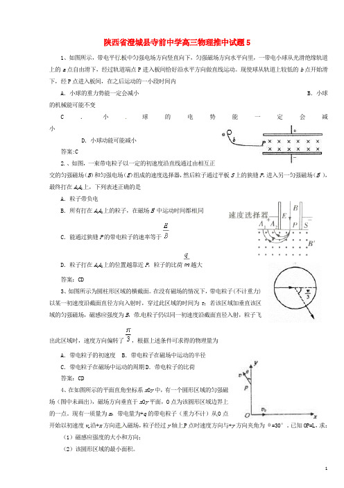 陕西省澄城县寺前中学高三物理推中试题5