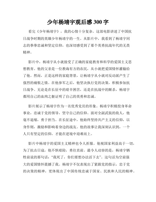 少年杨靖宇观后感300字