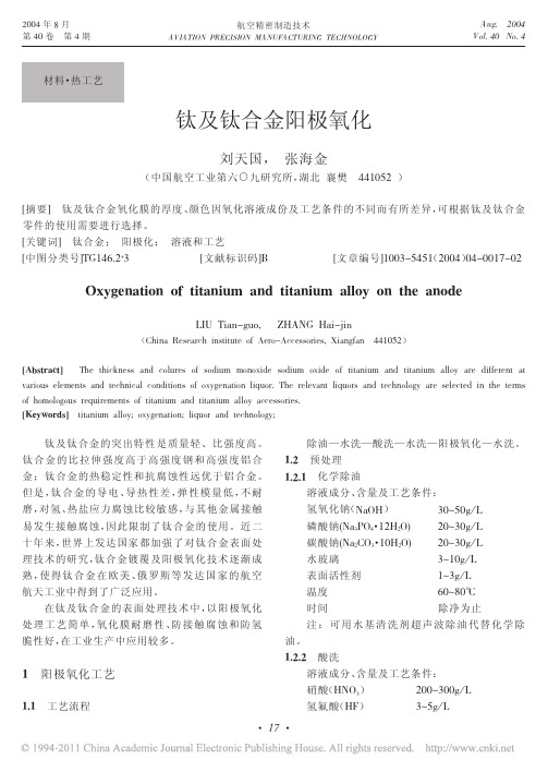 钛及钛合金阳极氧化