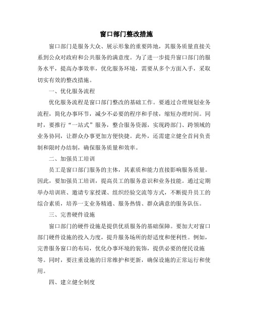 窗口部门整改措施