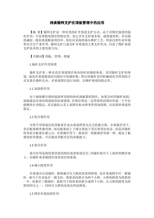 浅谈锚网支护在顶板管理中的应用