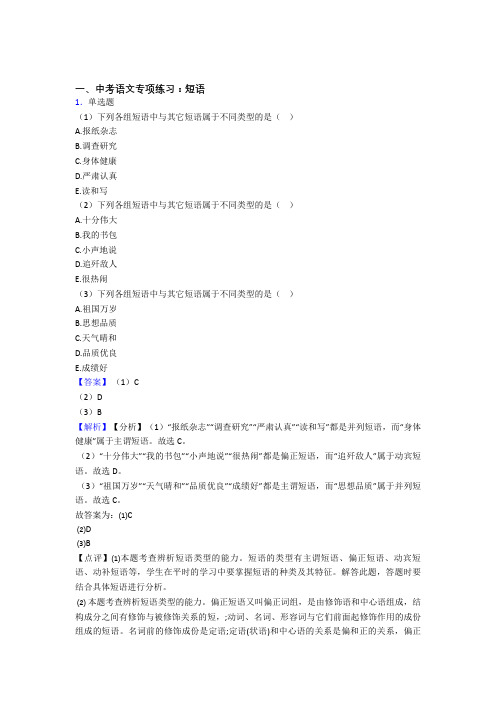 中考语文 短语及答案(Word版)