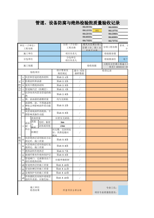 001_06110401_管道、设备防腐与绝热检验批质量验收记录