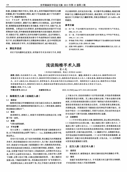 浅谈胸椎手术入路