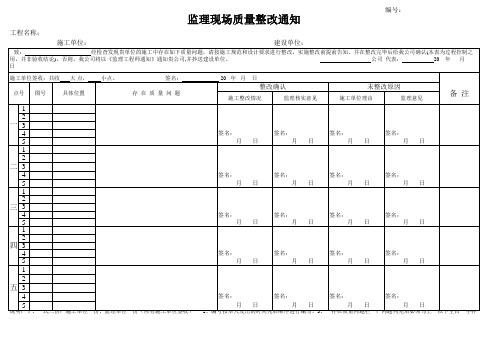 《监理现场质量整改通知单》