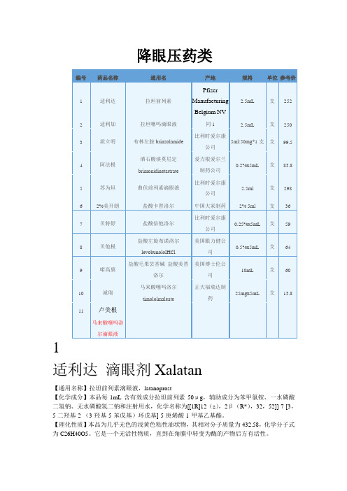 降眼压药类滴眼液