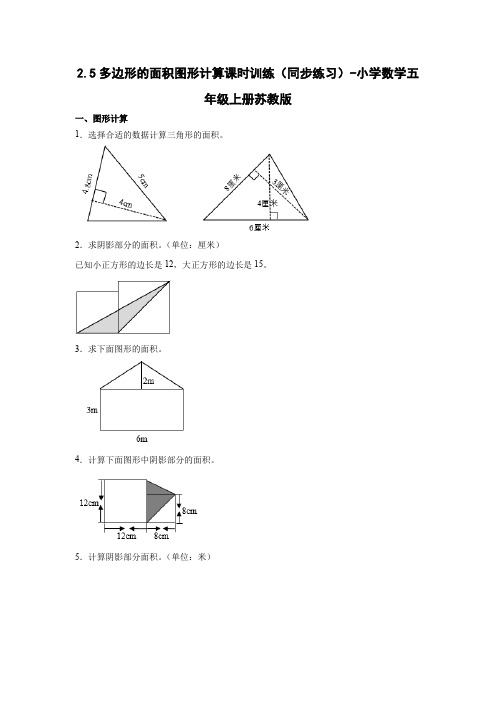 2.5多边形的面积图形计算课时训练(同步练习)-小学数学五年级上册苏教版