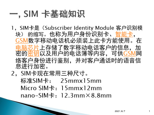 SIM-卡基础知识及常见问题分析PPT课件