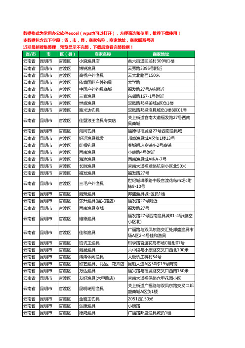 2020新版云南省昆明市官渡区渔具工商企业公司商家名录名单黄页联系电话号码地址大全105家