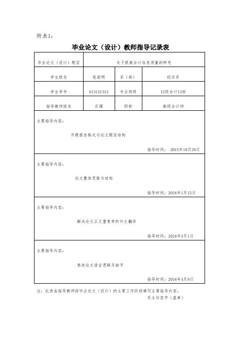 毕业论文指导记录表(2)