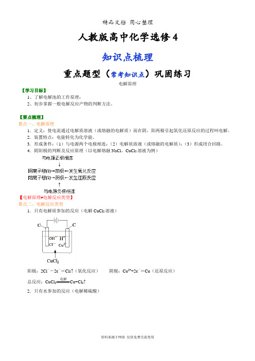 人教版高中化学选修4[知识点整理及重点题型梳理]_电解原理_基础