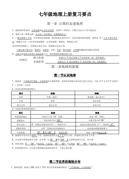 初一上册地理知识点+世界地形之最参考