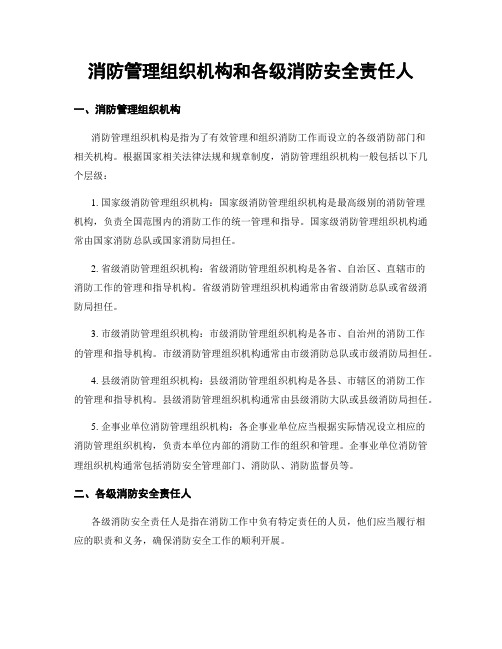 消防管理组织机构和各级消防安全责任人