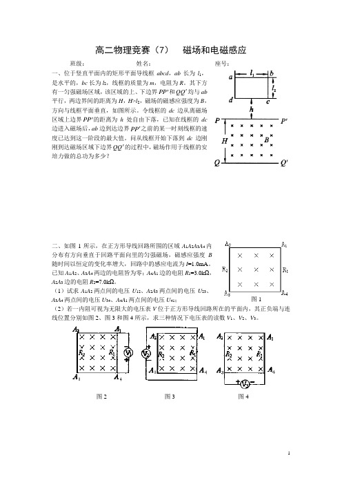 高二物理竞赛磁场和电磁感应DOC