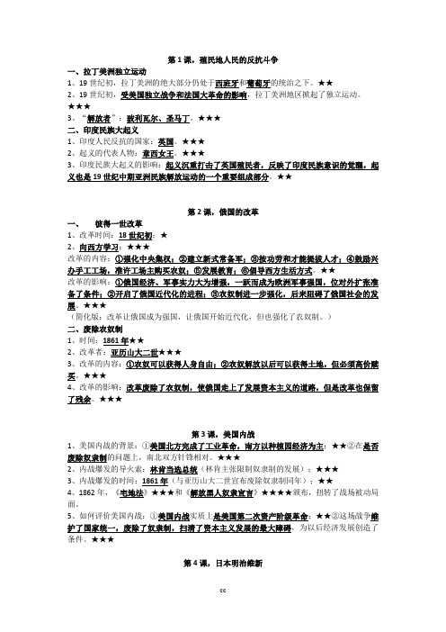 人教部编版历史九年级下册历史九年级下册1到22课笔记