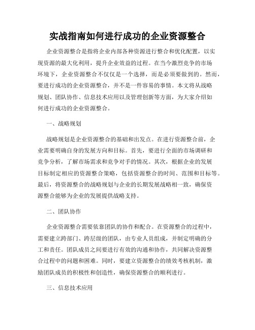 实战指南如何进行成功的企业资源整合