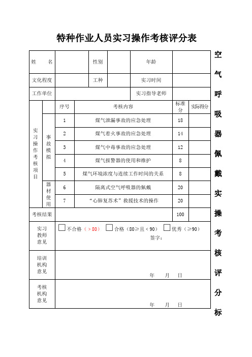 煤气特种作业取证考试实际操作试题