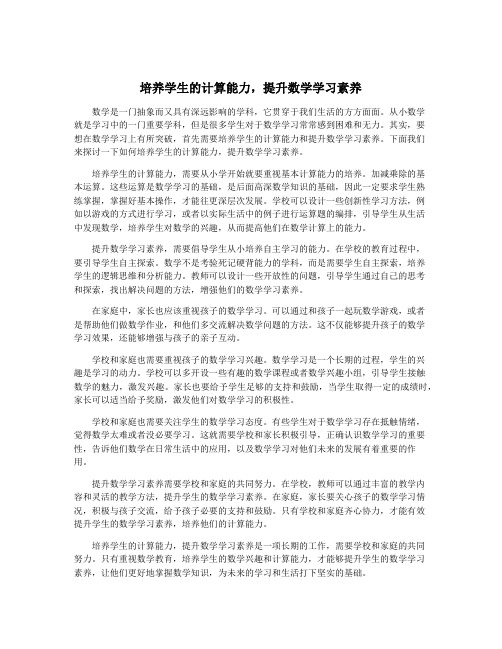 培养学生的计算能力,提升数学学习素养