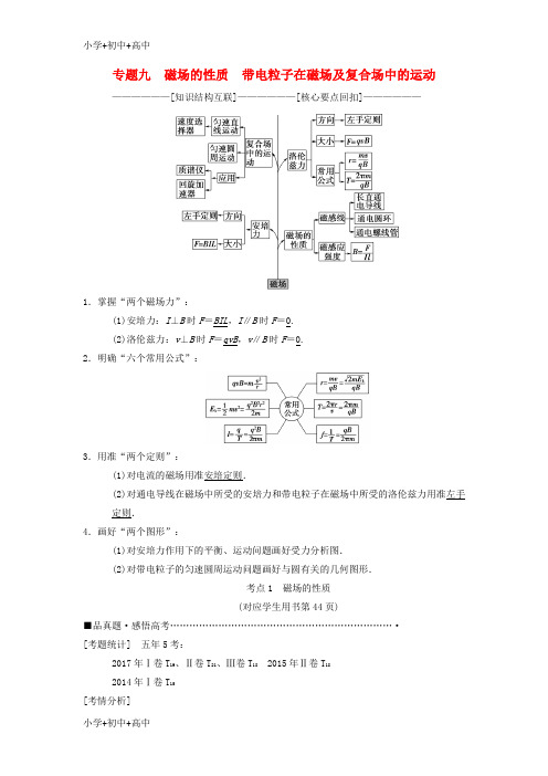 教育最新2018版高考物理二轮复习第1部分专题整合突破专题9磁场的性质带电粒子在磁场及复合场中的运动教案