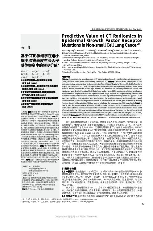 基于CT影像组学在非小细胞肺癌表皮生长因子受体突变中的预测价值