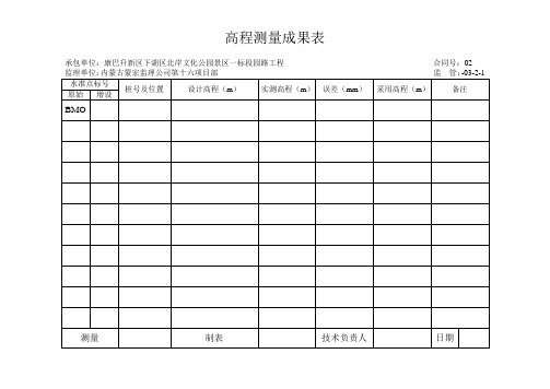 高程测量成果表