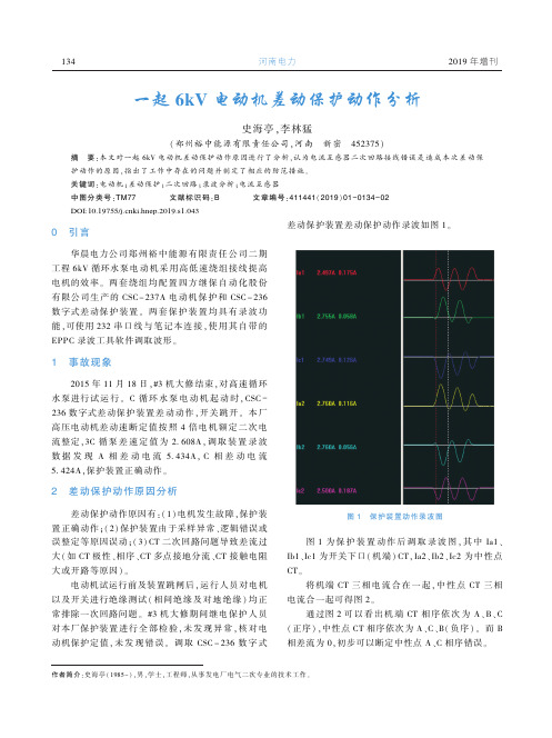 一起6kV电动机差动保护动作分析