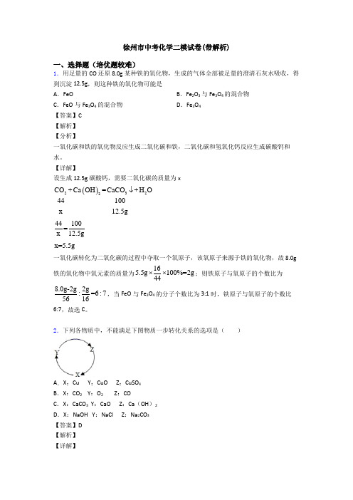 徐州市中考化学二模试卷(带解析)