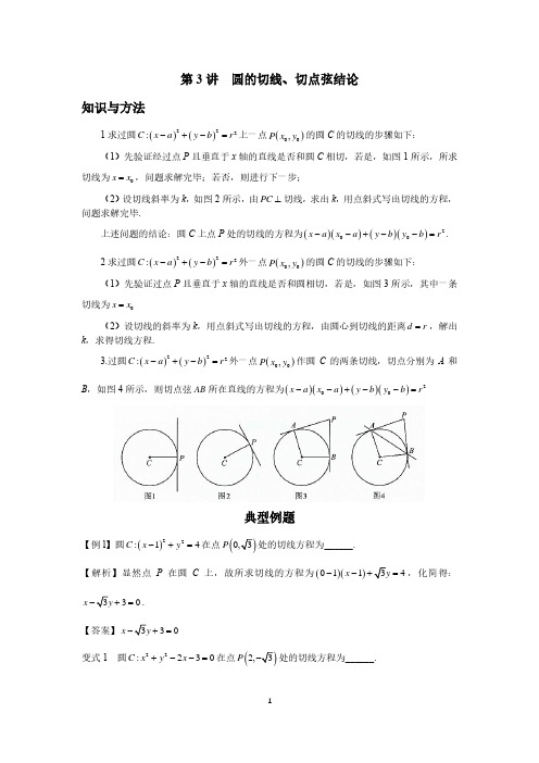 高考高频考点(圆锥曲线)3、圆的切线、切点弦结论