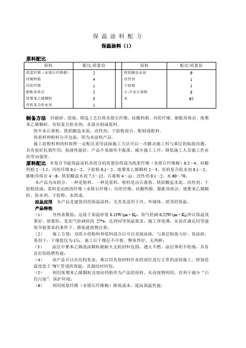 保温涂料配方