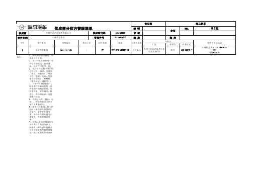 供应商分供方清单表模板