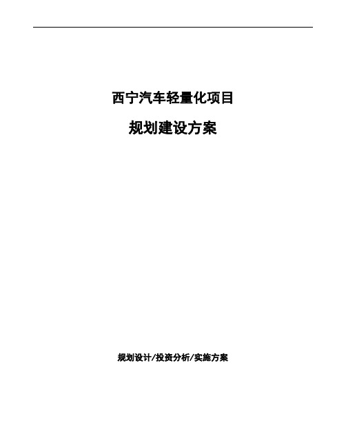 西宁汽车轻量化项目规划建设方案