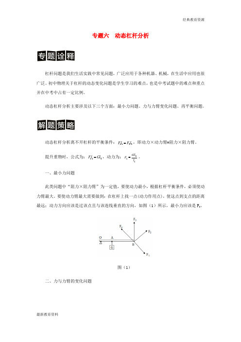 中考物理 分类解读与强化训练 专题六 动态杠杆分析(含解析) 新人教版