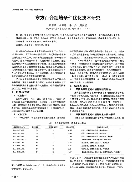 东方百合组培条件优化技术研究