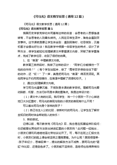 《司马光》语文教学反思（通用12篇）